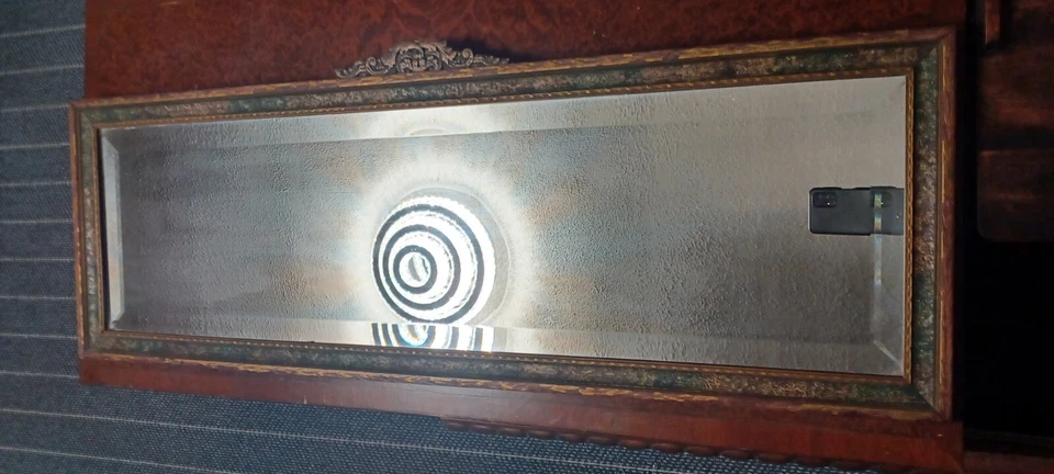 Antique-#882 Distressed Beveled Glass Trapezoid 38".5 W x 12".5H Mirror. - Image 3 of 4