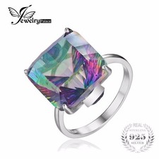 Natural Brazil Mystic Topaz Lady's Ring, Big Rare 13TCW Genuine Sterling Silver
