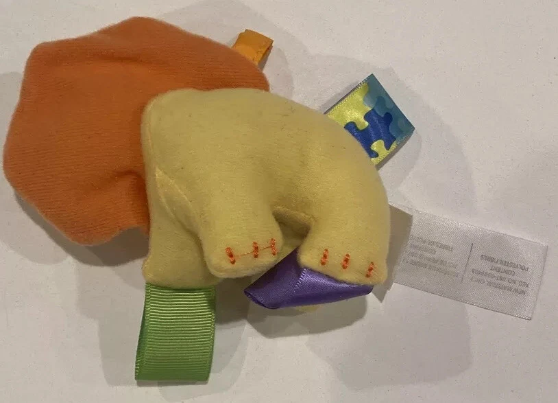 4英寸Bright Starts Taggies迷你黄色狮子填充毛绒柔软婴儿玩具 — 第 3/4 张图片