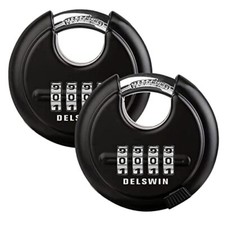 2 Pcs 4-Digit Disc Combination Lock Outdoor Padlocks with Hardened Steel Shackle