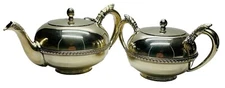 Vintage Gorham Tea Set Teapot & Sugar Bowl Silver Soldered Holloware 1930s
