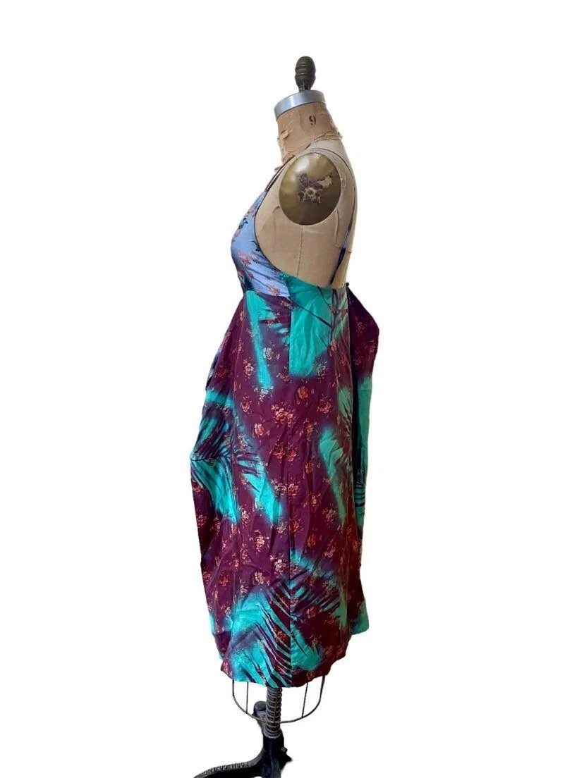 Abito midi Acne Studios Clemente in seta botanica con slip asimmetrico taglia 32 XXS 0