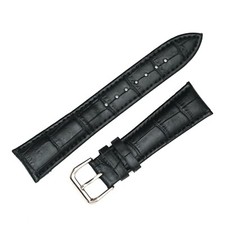 22mm Black Crocodile Grain Leather Watch Strap Watch Band Stainless Steel Buckle
