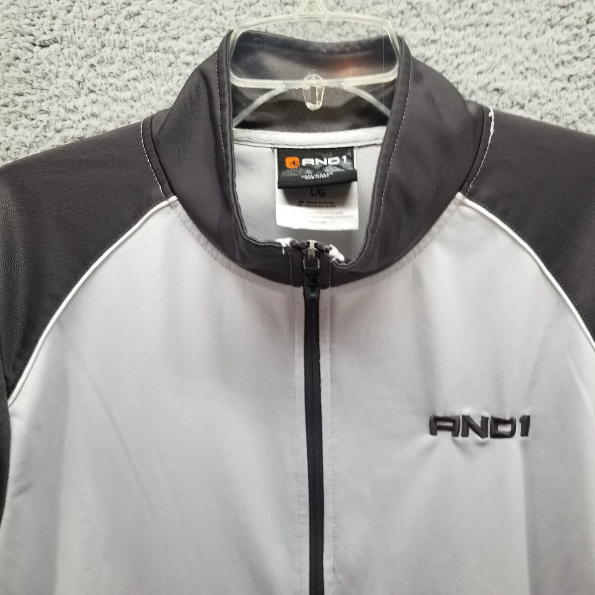 And1 Jacket Mens Large White Gray Full Zip Pockets And1 Jacket Mens Large White Gray Full Zip Pockets