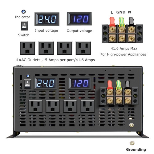 5000W 24V DC Pure Sine Wave Inverter to 120V AC Not Working Secondary Sale Car - Picture 4 of 5