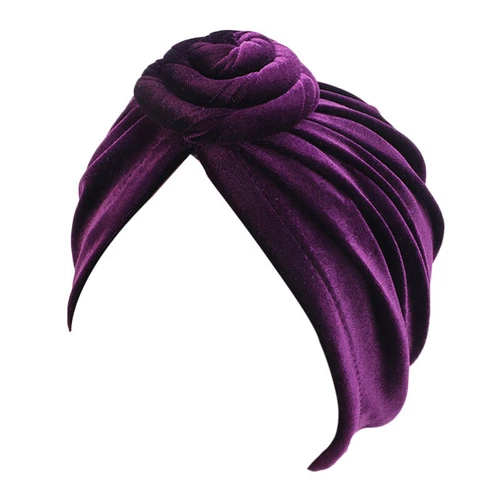 New Velvet Stretch Turban Hat Twist Knot Women Beanie Head Wrap Bonnet Chemo Cap - Picture 16 of 25
