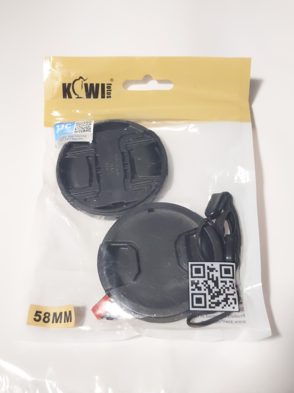 New 2 Pack JJC 58MM Front Lens Cap Cover Canon Nikon Kiwi Fotos Brand Black