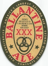 Ballentine XXX Ale Vintage Beer Label Ballentine & Sons Brewing Co Newark NJ