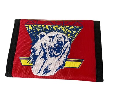 NEW 80s Sportster Retro Trifold Polar Bear Alaska Wallet Red Yellow White Blue