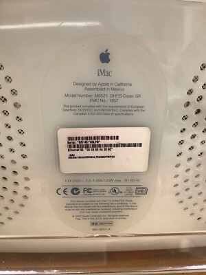 Vintage 2001 Apple iMac G3 Snow M5521 500MHZ 20GB 256MB Ram Read