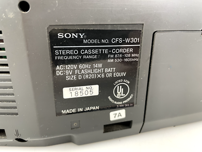 ラジオ・コンポ SONY TV/FM/AM CASSETTE-CORDER CFS-W301 Sony CFS-W301 FM/AM Stereo Dual 2-Cassette Radio Boombox/ Tested