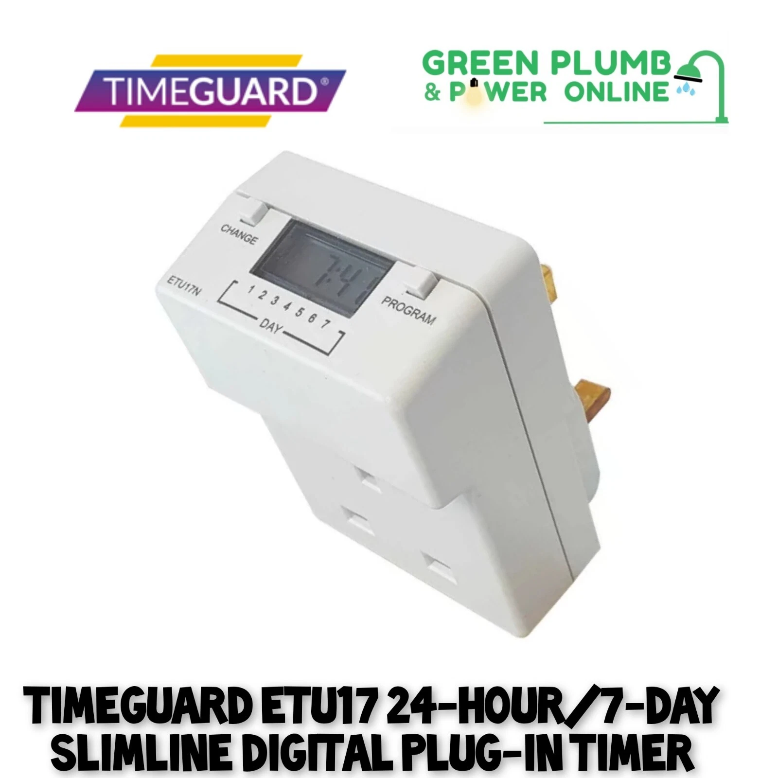 Plug In Timer Switch Digital 7 Day 24 Hour Programmable - Timeguard ETU17N ETU17