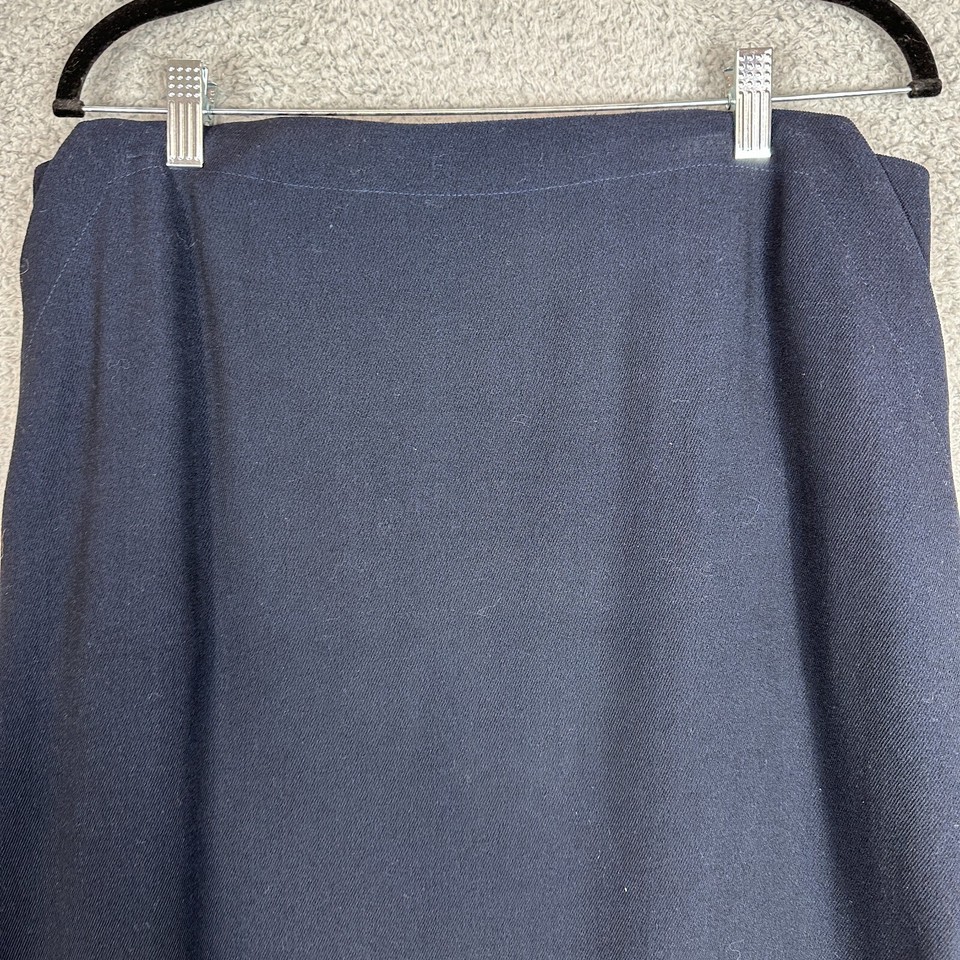 Vintage Lauren Ralph Lauren Worsted Wool Maxi Skirt Size 16 Navy Modest