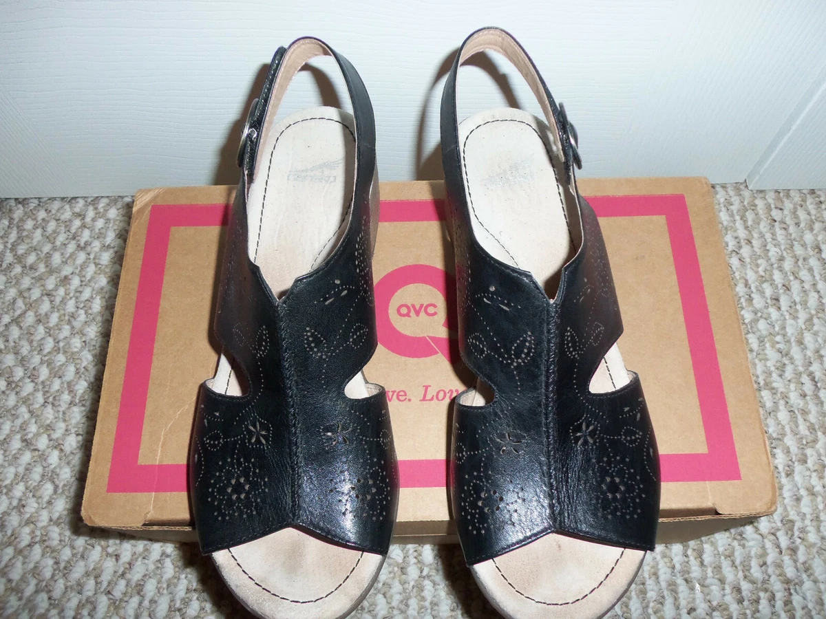 Dansko Sandals Lisa Slingback Shoes Black Leather Size 38 EU US