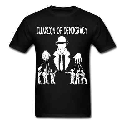 Illusion of democracy man puppets humans government graphic tee t-shirt