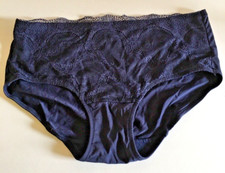 Vanity Fair 7/L nylon/spandex front lace panel Navy briefs