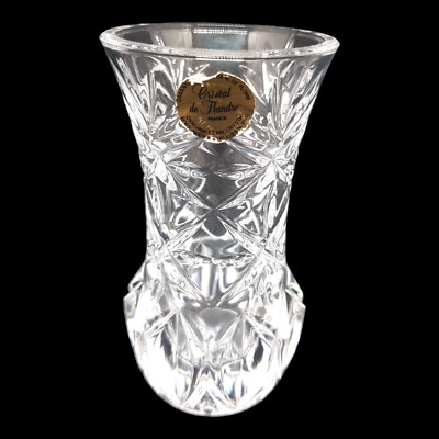 Bleikristall Vase Cristal De Flandre France Lead Crystal PbO Glas 11 cm Vintage