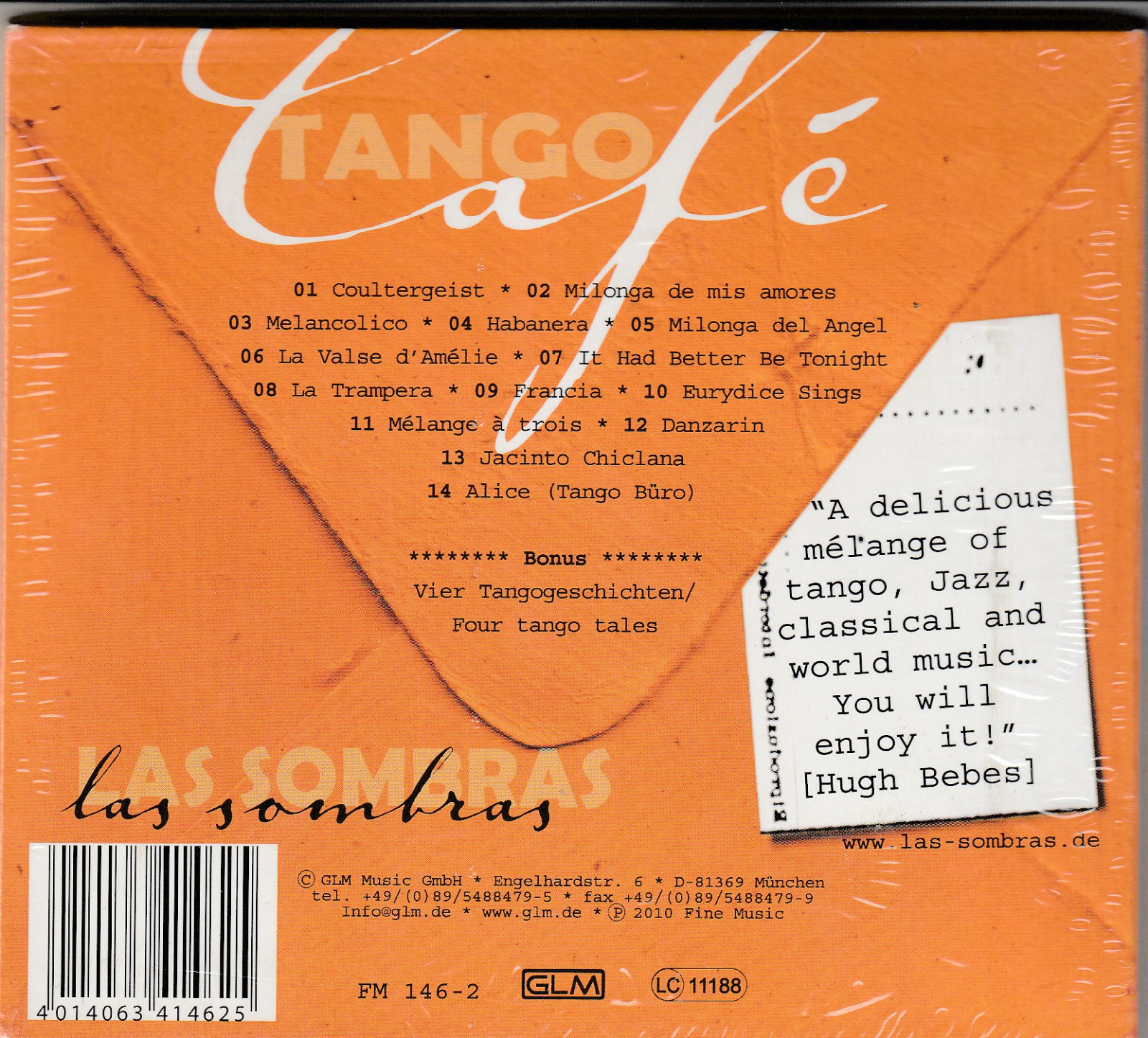 Las Sombras Tango Cafe NEW CD Free UK P&P eBay