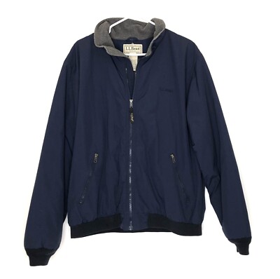 LL Bean Bomber Jacket Fleece Lined Mens Large