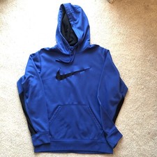 Nike Hoodie Mens Royal Blue Black Piping Vented Therma Fit Pullover Sz Small