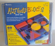 Learning Resources Attribute Blocks Desk Set 58 Pieces Tracing Template Storage