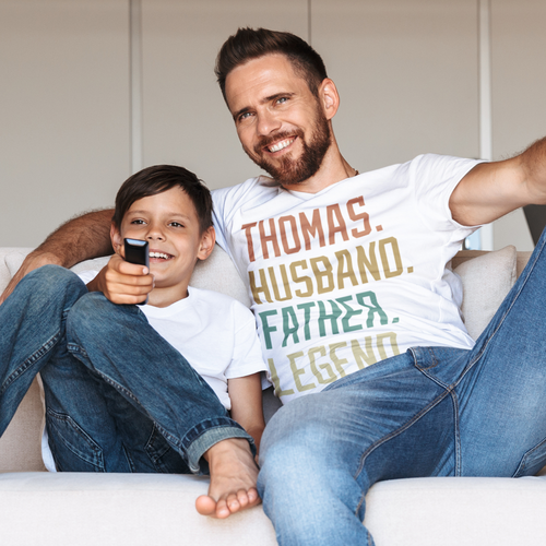 INDIVIDUELLER NAME Ehemann Vater Legende Vatertag Retro Kurzarm Unisex T-Shirt - Bild 4 von 11