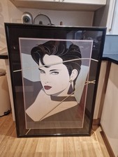 80er Jahre Kunst Patrick Nagel "Gedenkmünze 11" 83 x 114 cm. Großdruck gerahmt 