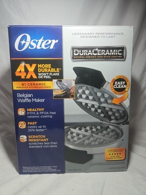 Oster DuraCeramic Belgian Waffle Maker Stainless Steel CKSTWF1502-ECO 8'' Inch