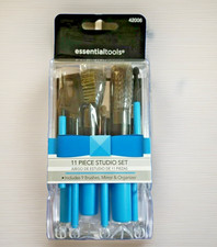 Essential Tools 9 Makeup Brushes Mirror Organizer 11 Piece Set Studio Brush NEW