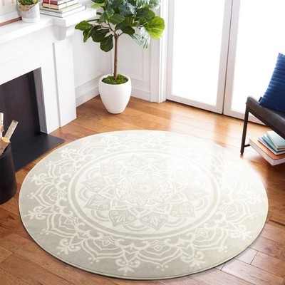 3' Round Area Rug, Boho Mandala Print Circle Rug, Non-Slip Washable Soft Floo...