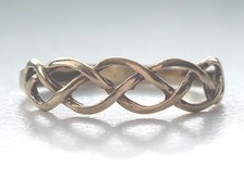 9ct Gold Celtic Knot Ring UK Size M½ Interwoven Twist Band Hallmarked, Endless 
