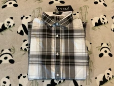 VSKA Men’s Dress Shirt Size XXL White Black Button Down Collared Long Sleeve