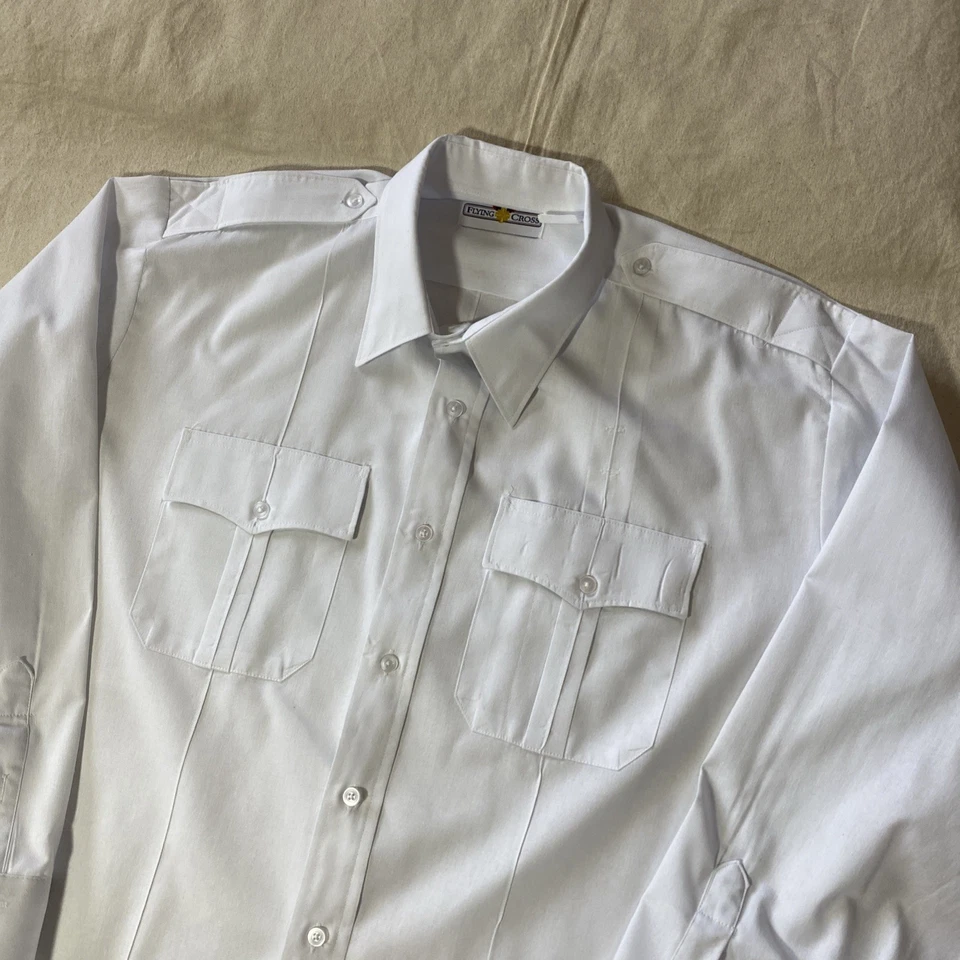 Camisa Uniforme Cruz Voladora Manga Larga Blanca. 18.0 35 Duropoplin recién seco Foto 4 de 4