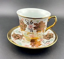 Floral Gilded Tea Cup and Saucer
