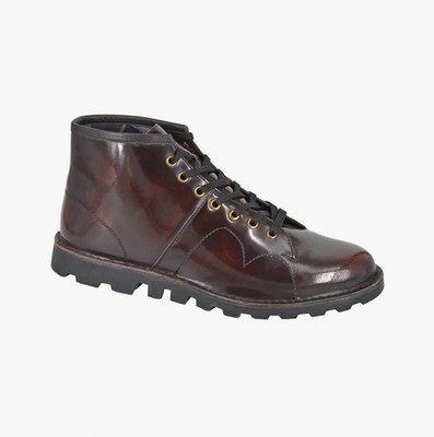 Grafters B430 Herren Leder Schnürung Atmungsaktiv Leger Bordeaux Affe Stiefel