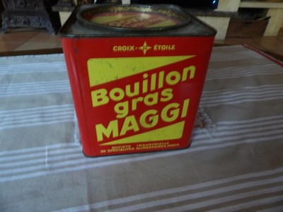 Antique metal advertising box, MAGGI's fatty broth, kitchen, collection