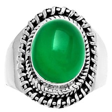 Natural Green Onyx 925 Sterling Silver Ring s.8 Jewelry R-1279