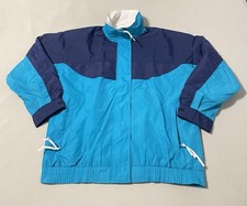 Vintage Hunt Club White Green Blue Windbreaker Jacket Retro Medium