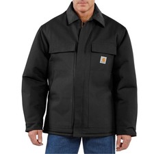 Carhartt Mens Black XL Tall Traditional Arctic Quilt Lined Duck Coat C003 Collar