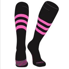 PEAR SOX Pasiaste OTC Baseball, Softball, Skarpety piłkarskie (A) Czarne, Różowe