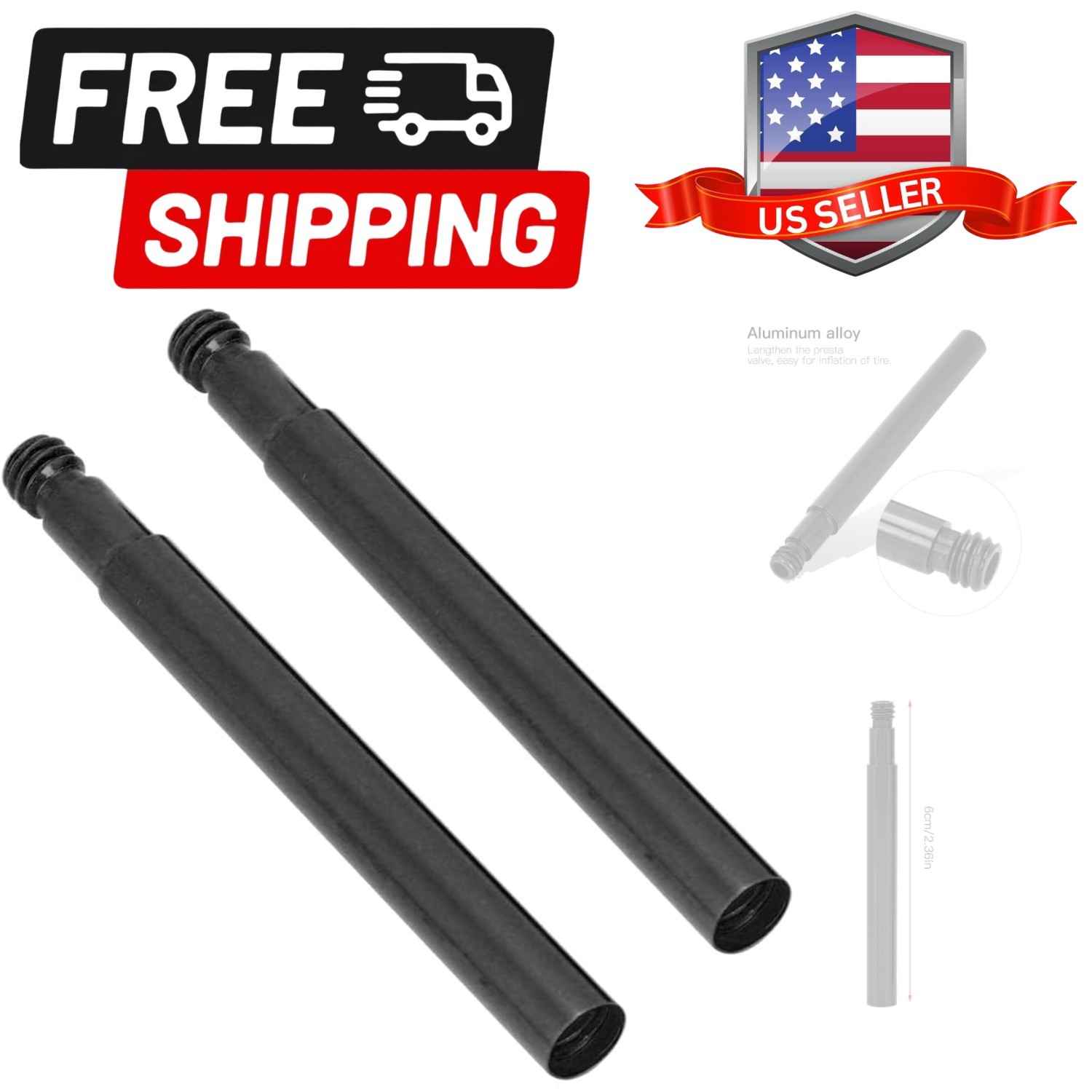 Valve Extender, 2Pcs 60mm 2 Colors Optional Bike Valve Extender Inner Tyre Va...