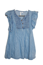 Janie and Jack Chambray Ruffle Sleeve Dress blue size 5