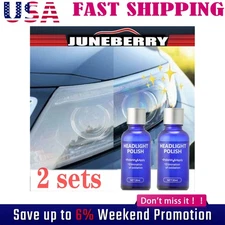 2Pcs Pro Car Headlight Lens Restoration Repair Polish Cleaner Cleaning for All*