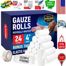 Individually Wrapped 24 Pack of 4" Gauze Rolls - Essential First Aid Supplies