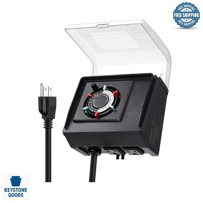 Mechanical Pool Timer with Dual Outlets & Outdoor Weatherproof Design