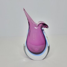 Vintage Murano Sommerso Purple Blue Lavender Art Glass Teardrop Vase