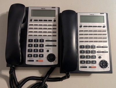 Lot Of 2 - NEC Model IP4WW-24THX-B-TEL (BK) 24-Line Business Phones Black - Used