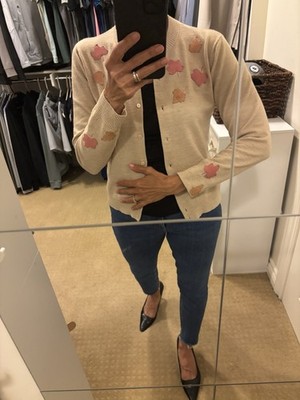 Oscar de la Renta Beige Crewneck Cardigan Sz S