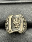 Antique Sterling Silver Merchant Marine Ring 19 Grams Size 8.75 E12