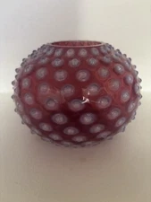 Vintage Cranberry Opalescent Hobnail Vase , Likely Fenton 5 1/2" Tall